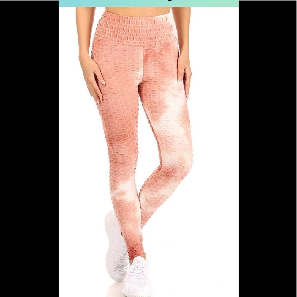 ShoSho Women Butt Scrunch Leggings Honeycomb Textured Booty Lift legging sz L